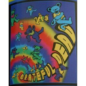 New Tie Dye Rainbow Spiral Dancing Bears Plush Throw Gift Blanket Grateful Dead